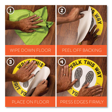 Tabbies® Besafe Messaging Education Floor Signs, Leave Some Space; Stay At Arms Length; Be Safe, 12" Dia, White-blue, 6-pack freeshipping - TVN Wholesale